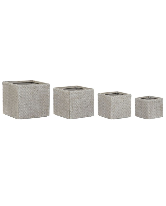 Set di vasi da fiori Home ESPRIT Beige Fibra di Vetro Magnesio 44,5 x 44,5 x 42,5 cm (4 Unità)