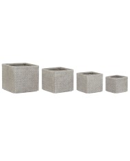 Set di vasi da fiori Home ESPRIT Beige Fibra di Vetro Magnesio 44,5 x 44,5 x 42,5 cm (4 Unità)