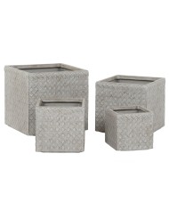 Set di vasi da fiori Home ESPRIT Beige Fibra di Vetro Magnesio 44,5 x 44,5 x 42,5 cm (4 Unità)