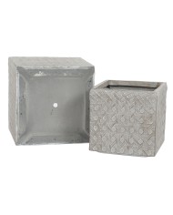 Set di vasi da fiori Home ESPRIT Beige Fibra di Vetro Magnesio 44,5 x 44,5 x 42,5 cm (4 Unità)