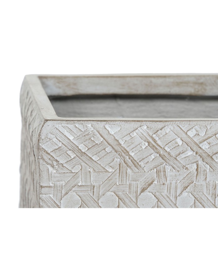 Set di vasi da fiori Home ESPRIT Beige Fibra di Vetro Magnesio 44,5 x 44,5 x 42,5 cm (4 Unità)