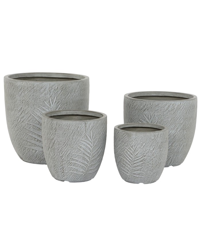 Set di vasi da fiori Home ESPRIT Grigio chiaro Fibra di Vetro Magnesio 44 x 44,5 x 43 cm (4 Unità)
