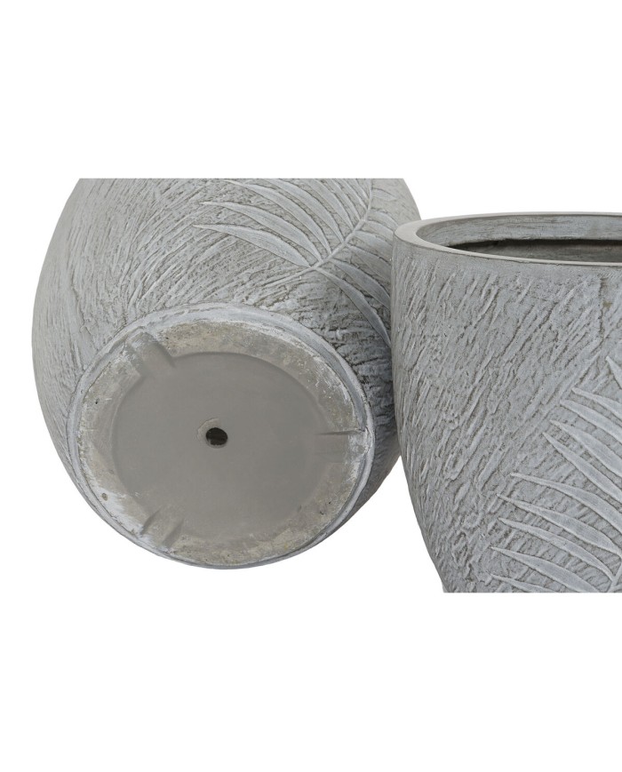 Set di vasi da fiori Home ESPRIT Grigio chiaro Fibra di Vetro Magnesio 44 x 44,5 x 43 cm (4 Unità)