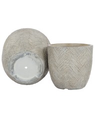 Set di vasi da fiori Home ESPRIT Beige Fibra di Vetro Magnesio 44,5 x 44,5 x 43 cm (3 Unità)