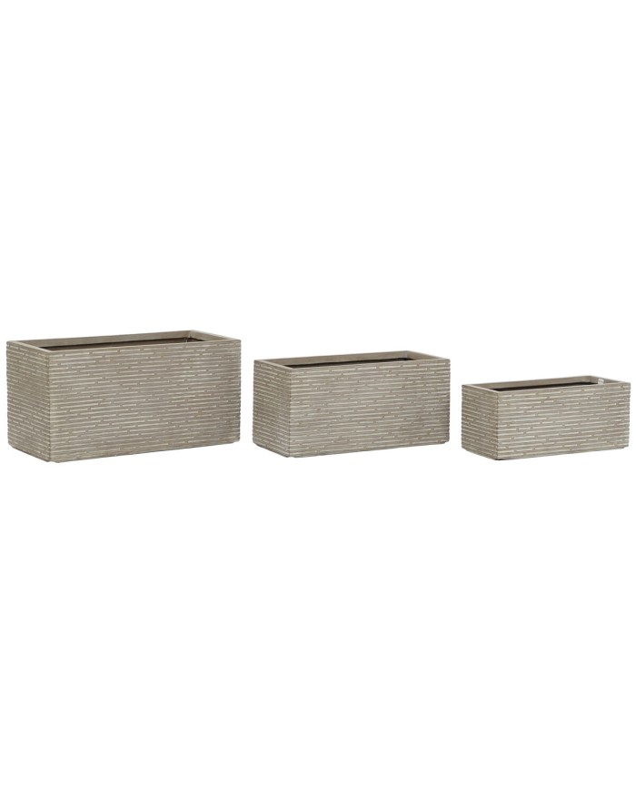 Vaso rettangolare da Balcone Home ESPRIT Beige Magnesio 74,5 x 37,5 x 37,5 cm