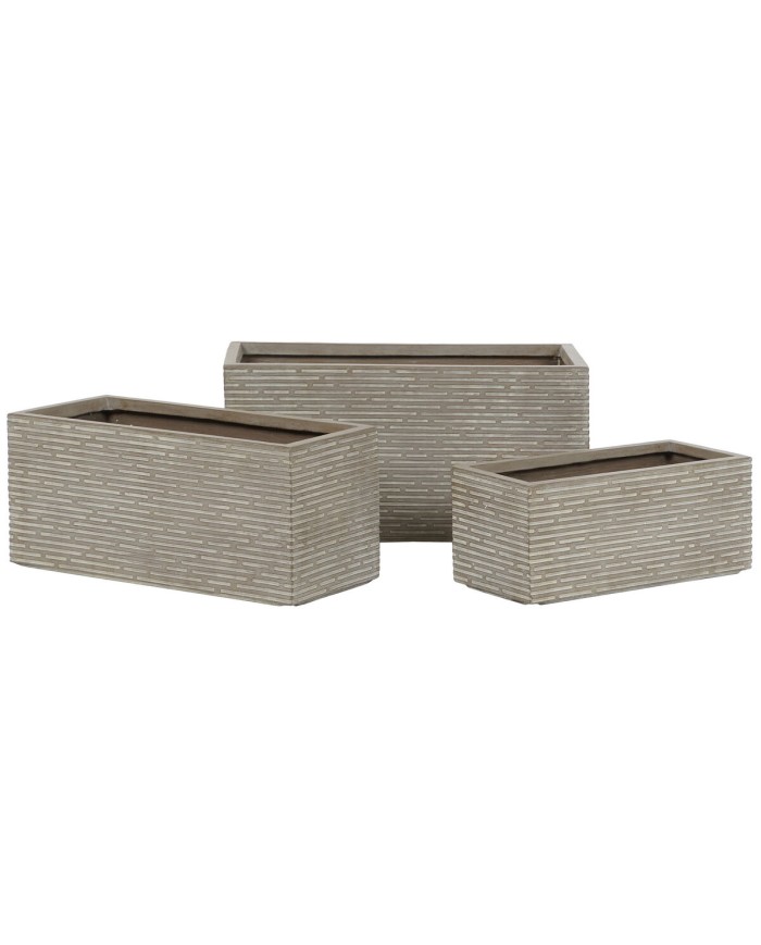 Vaso rettangolare da Balcone Home ESPRIT Beige Magnesio 74,5 x 37,5 x 37,5 cm