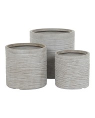 Set di vasi da fiori Home ESPRIT Beige Fibra di Vetro Magnesio 44,5 x 44,5 x 44 cm (3 Unità)