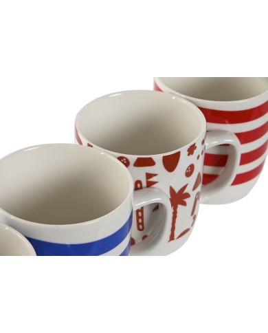 Tazza Mug Home ESPRIT Azzurro Rosso Porcellana Boho 380 ml (4 Unità) Tazza Mug Home ESPRIT Azzurro Rosso Porcellana Boho 380 ml (4 Unità)