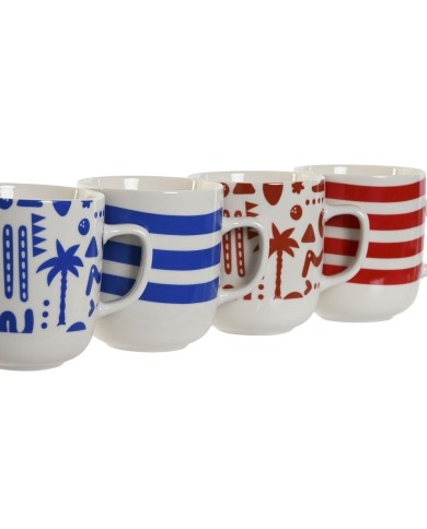 Tazza Mug Home ESPRIT Azzurro Rosso Porcellana Boho 380 ml (4 Unità) Tazza Mug Home ESPRIT Azzurro Rosso Porcellana Boho 380 ml (4 Unità)