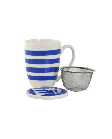 Tazza con Filtro per Infusioni Home ESPRIT Azzurro Rosso Acciaio inossidabile Porcellana 380 ml (4 Unità) Tazza con Filtro per Infusioni Home ESPRIT Azzurro Rosso Acciaio inossidabile Porcellana 380 ml (4 Unità)