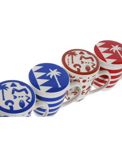 Tazza con Filtro per Infusioni Home ESPRIT Azzurro Rosso Acciaio inossidabile Porcellana 380 ml (4 Unità) Tazza con Filtro per Infusioni Home ESPRIT Azzurro Rosso Acciaio inossidabile Porcellana 380 ml (4 Unità)