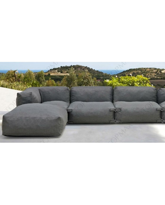 Puff Home ESPRIT Grigio 87 x 87 x 32 cm