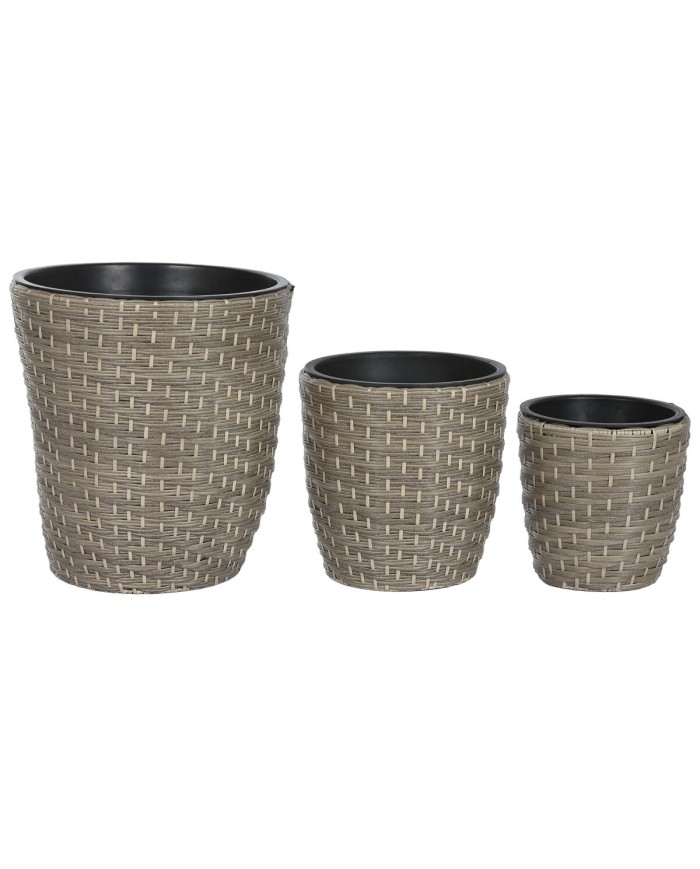 Set di vasi da fiori Home ESPRIT polipropilene Rattan 40 x 40 x 45 cm