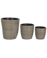 Set di vasi da fiori Home ESPRIT polipropilene Rattan 40 x 40 x 45 cm