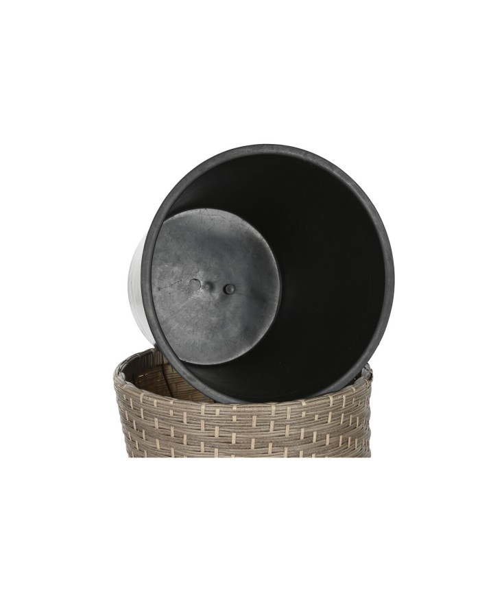 Set di vasi da fiori Home ESPRIT polipropilene Rattan 40 x 40 x 45 cm