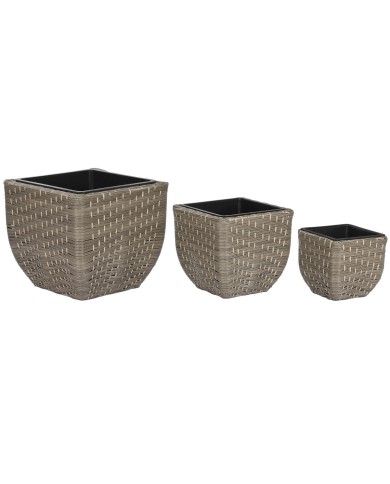Set di vasi da fiori Home ESPRIT polipropilene Rattan 40 x 40 x 36 cm Set di vasi da fiori Home ESPRIT polipropilene Rattan 40 x 40 x 36 cm