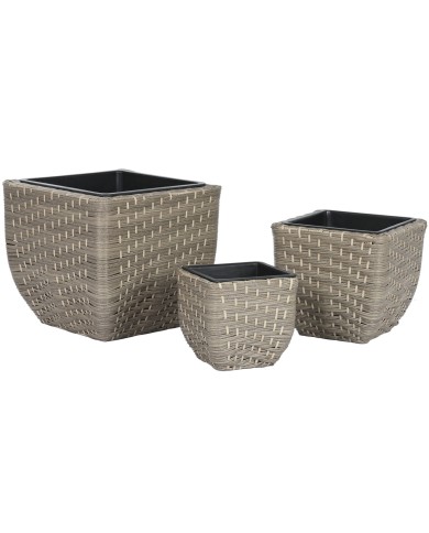 Set di vasi da fiori Home ESPRIT polipropilene Rattan 40 x 40 x 36 cm Set di vasi da fiori Home ESPRIT polipropilene Rattan 40 x 40 x 36 cm