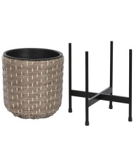 Set di vasi da fiori Home ESPRIT Metallo polipropilene Rattan 39 x 39 x 49 cm