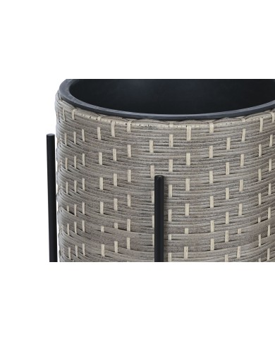 Set di vasi da fiori Home ESPRIT Metallo polipropilene Rattan 39 x 39 x 49 cm Set di vasi da fiori Home ESPRIT Metallo polipropilene Rattan 39 x 39 x 49 cm