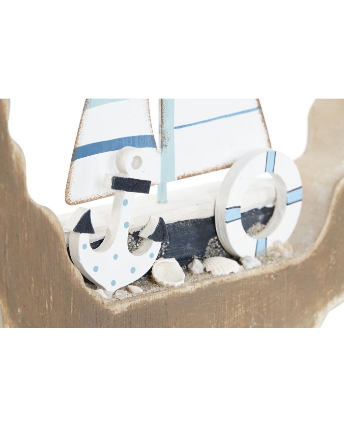 Statua Decorativa Home ESPRIT Azzurro Bianco Rosso Naturale 20 x 2,5 x 20 cm (2 Unità)