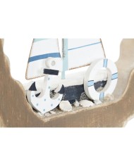 Statua Decorativa Home ESPRIT Azzurro Bianco Rosso Naturale 20 x 2,5 x 20 cm (2 Unità)