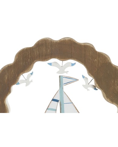 Statua Decorativa Home ESPRIT Azzurro Bianco Rosso Naturale 20 x 2,5 x 20 cm (2 Unità)