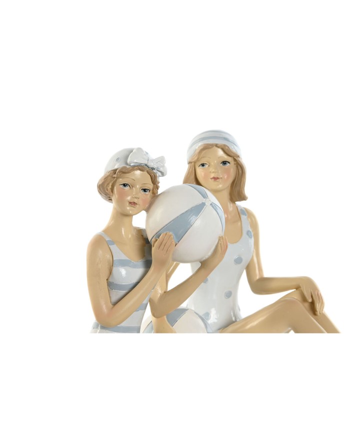 Statua Decorativa Home ESPRIT Bianco Blu cielo Mediterraneo 8 x 8 x 12,5 cm (2 Unità)