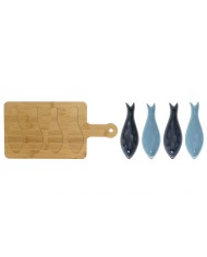 Set da Aperitivo Home ESPRIT Azzurro Verde Blu Marino Bambù Porcellana Mediterraneo Pesci 36 x 18 x 1,3 cm 5 Pezzi Set da Aperitivo Home ESPRIT Azzurro Verde Blu Marino Bambù Porcellana Mediterraneo Pesci 36 x 18 x 1,3 cm 5 Pezzi