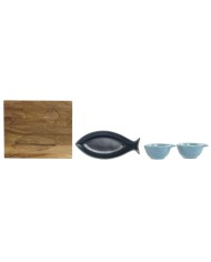 Set da Aperitivo Home ESPRIT Azzurro Blu cielo Porcellana Acacia Mediterraneo Pesci 19,5 x 16,5 x 1,3 cm 4 Pezzi Set da Aperitivo Home ESPRIT Azzurro Blu cielo Porcellana Acacia Mediterraneo Pesci 19,5 x 16,5 x 1,3 cm 4 Pezzi