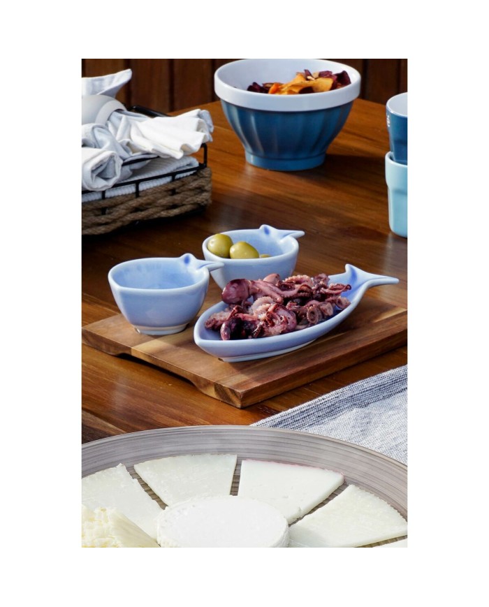 Set da Aperitivo Home ESPRIT Azzurro Blu cielo Porcellana Acacia Mediterraneo Pesci 19,5 x 16,5 x 1,3 cm 4 Pezzi Set da Aperitivo Home ESPRIT Azzurro Blu cielo Porcellana Acacia Mediterraneo Pesci 19,5 x 16,5 x 1,3 cm 4 Pezzi