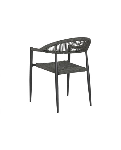 Sedia da giardino Home ESPRIT Nero Grigio scuro Alluminio Rattan 56 x 60 x 78 cm