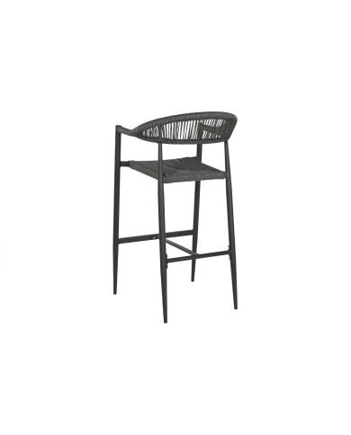 Sgabello Home ESPRIT Nero Grigio scuro Alluminio Rattan 52 x 55 x 105 cm Sgabello Home ESPRIT Nero Grigio scuro Alluminio Rattan 52 x 55 x 105 cm