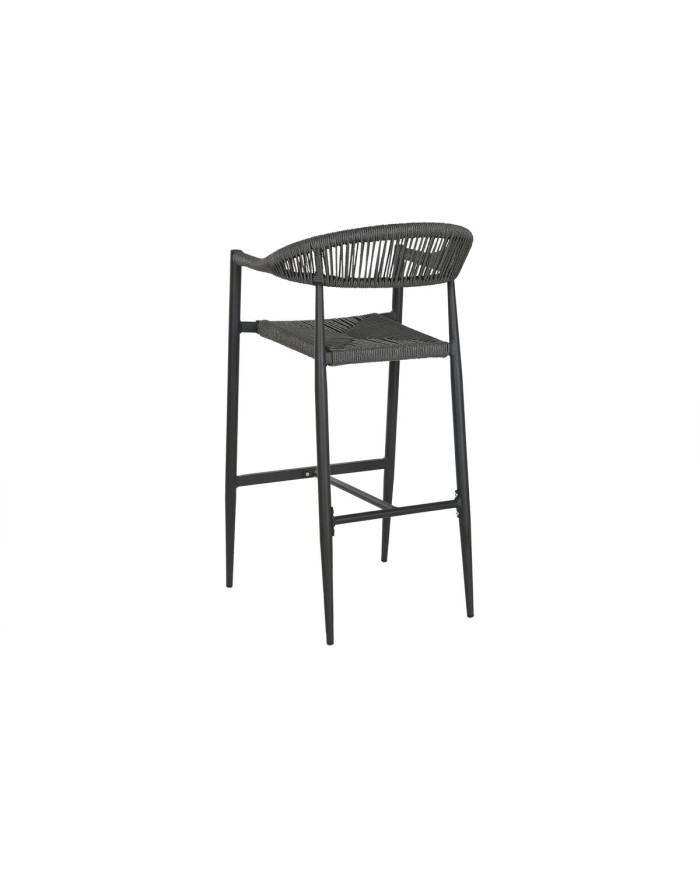 Sgabello Home ESPRIT Nero Grigio scuro Alluminio Rattan 52 x 55 x 105 cm Sgabello Home ESPRIT Nero Grigio scuro Alluminio Rattan 52 x 55 x 105 cm