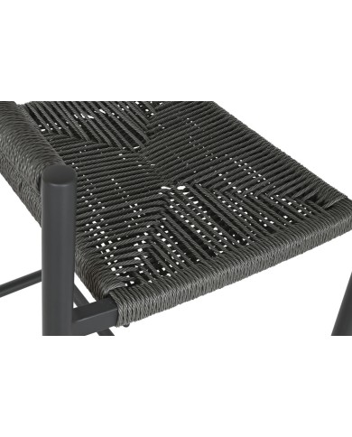 Sgabello Home ESPRIT Nero Grigio scuro Alluminio Rattan 52 x 55 x 105 cm Sgabello Home ESPRIT Nero Grigio scuro Alluminio Rattan 52 x 55 x 105 cm