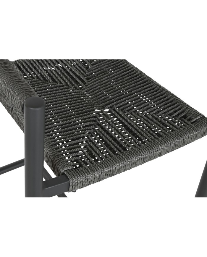 Sgabello Home ESPRIT Nero Grigio scuro Alluminio Rattan 52 x 55 x 105 cm Sgabello Home ESPRIT Nero Grigio scuro Alluminio Rattan 52 x 55 x 105 cm