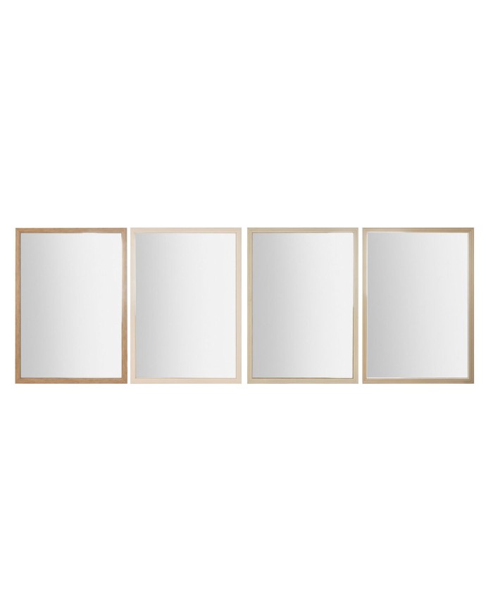 Specchio da parete Home ESPRIT Bianco Marrone Beige Grigio 66 x 2 x 92 cm (4 Unità)