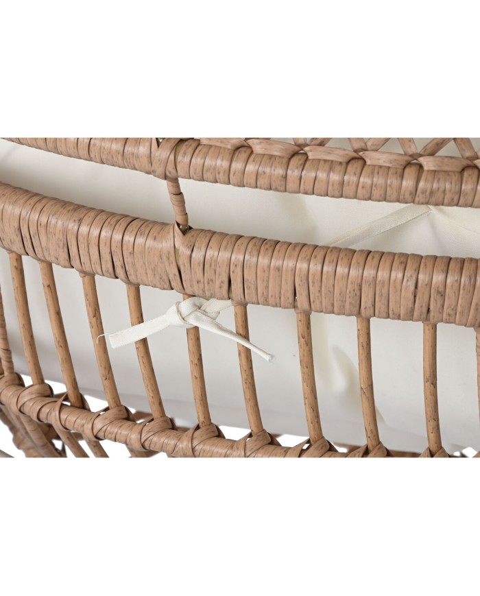 Set Tavolo con 2 Sedie Home ESPRIT Bianco Beige Grigio Naturale 55 x 55 x 47 cm