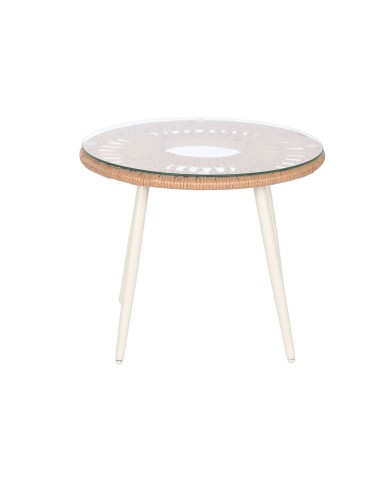 Set Tavolo con 2 Sedie Home ESPRIT Bianco Beige Grigio Naturale 55 x 55 x 47 cm Set Tavolo con 2 Sedie Home ESPRIT Bianco Beige Grigio Naturale 55 x 55 x 47 cm