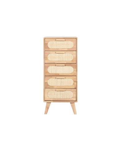 Cassettiera Home ESPRIT Naturale Metallo Legno d'albero della gomma 40 x 30 x 78 cm