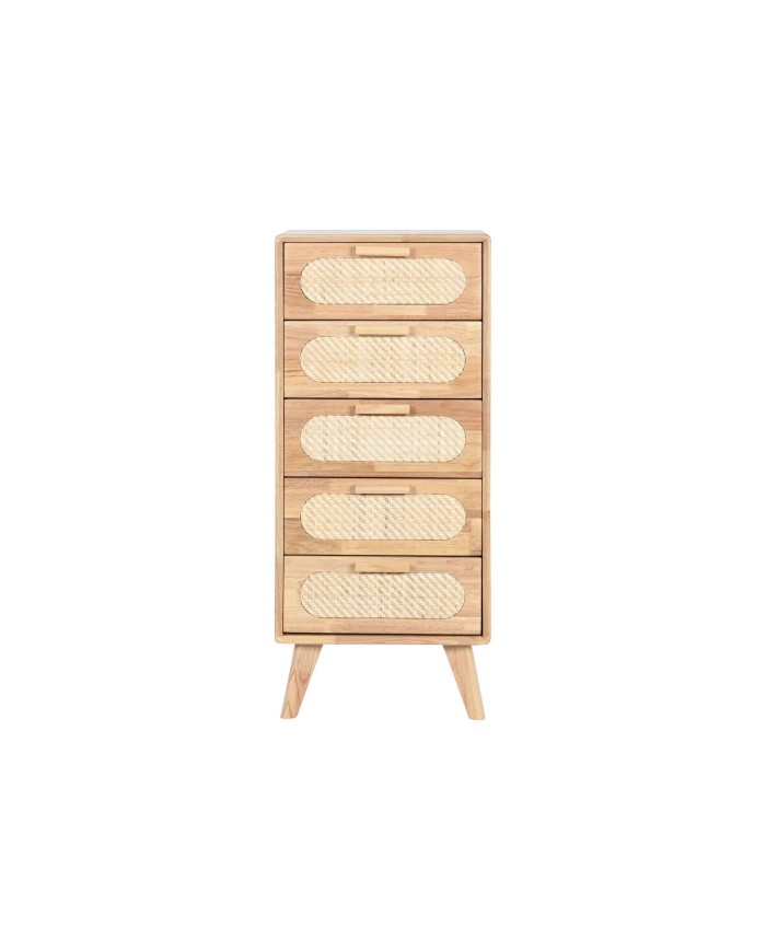 Cassettiera Home ESPRIT Naturale Metallo Legno d'albero della gomma 40 x 30 x 78 cm