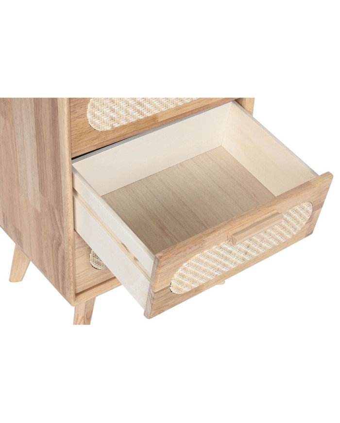 Cassettiera Home ESPRIT Naturale Metallo Legno d'albero della gomma 40 x 30 x 78 cm