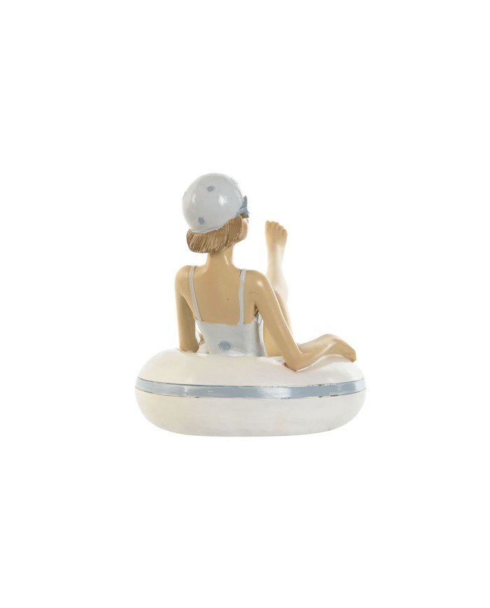 Statua Decorativa Home ESPRIT Bianco Blu cielo Mediterraneo 17,5 x 10 x 10,5 cm (2 Unità)