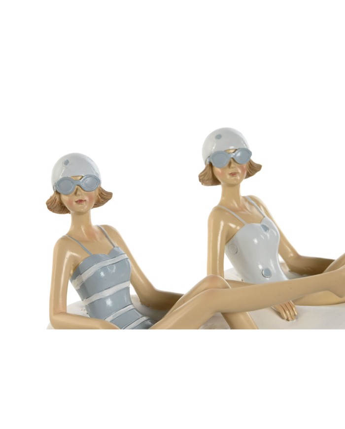 Statua Decorativa Home ESPRIT Bianco Blu cielo Mediterraneo 17,5 x 10 x 10,5 cm (2 Unità)