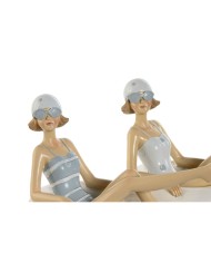 Statua Decorativa Home ESPRIT Bianco Blu cielo Mediterraneo 17,5 x 10 x 10,5 cm (2 Unità)