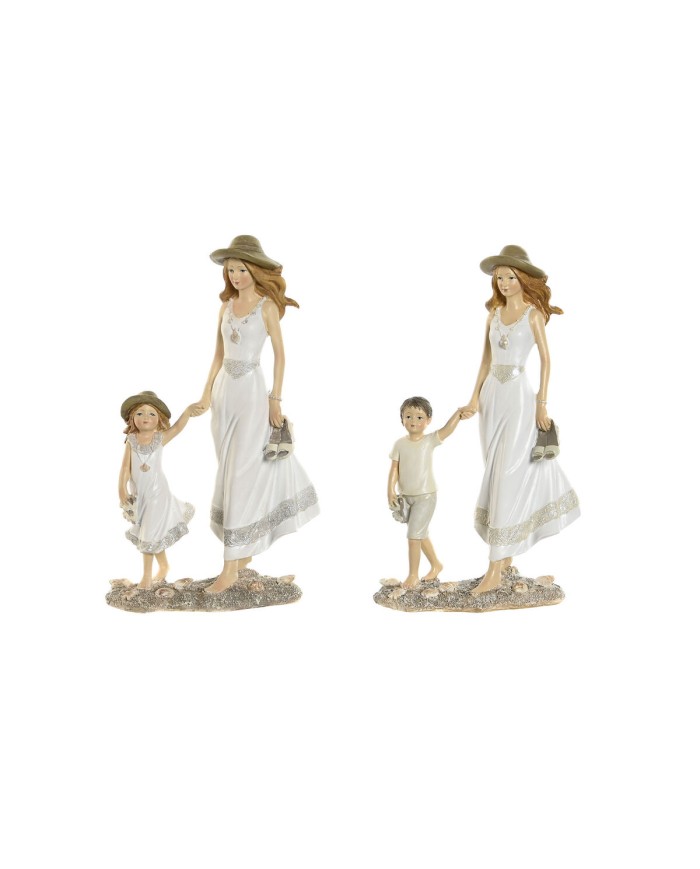 Statua Decorativa Home ESPRIT Bianco Beige 14,5 x 8 x 24,5 cm (2 Unità)