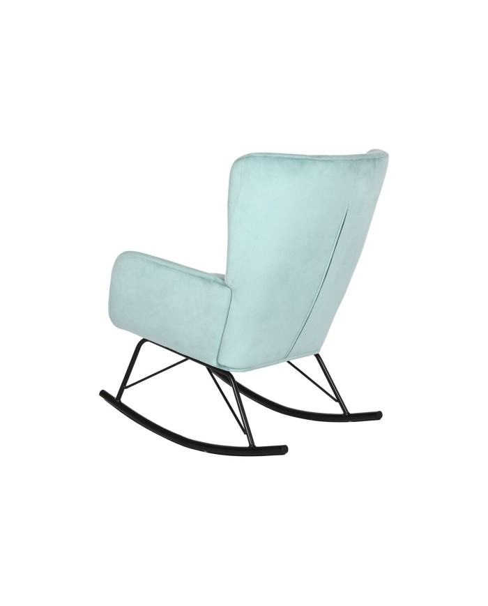 Sedia a Dondolo Home ESPRIT Nero Blu cielo Poliestere Metallo 68 x 90 x 92 cm