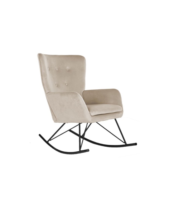 Sedia a Dondolo Home ESPRIT Nero Beige Poliestere Metallo 68 x 90 x 92 cm Sedia a Dondolo Home ESPRIT Nero Beige Poliestere Metallo 68 x 90 x 92 cm