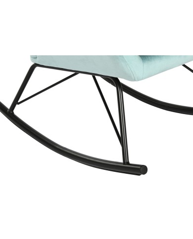 Sedia a Dondolo Home ESPRIT Nero Blu cielo Poliestere Metallo 68 x 90 x 92 cm