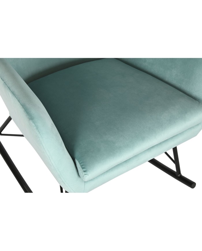 Sedia a Dondolo Home ESPRIT Nero Blu cielo Poliestere Metallo 68 x 90 x 92 cm