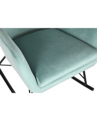 Sedia a Dondolo Home ESPRIT Nero Blu cielo Poliestere Metallo 68 x 90 x 92 cm